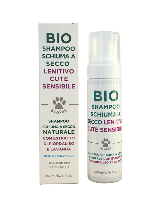 Bio Schiuma a Secco Lenitiva per Cute Sensibile Animali